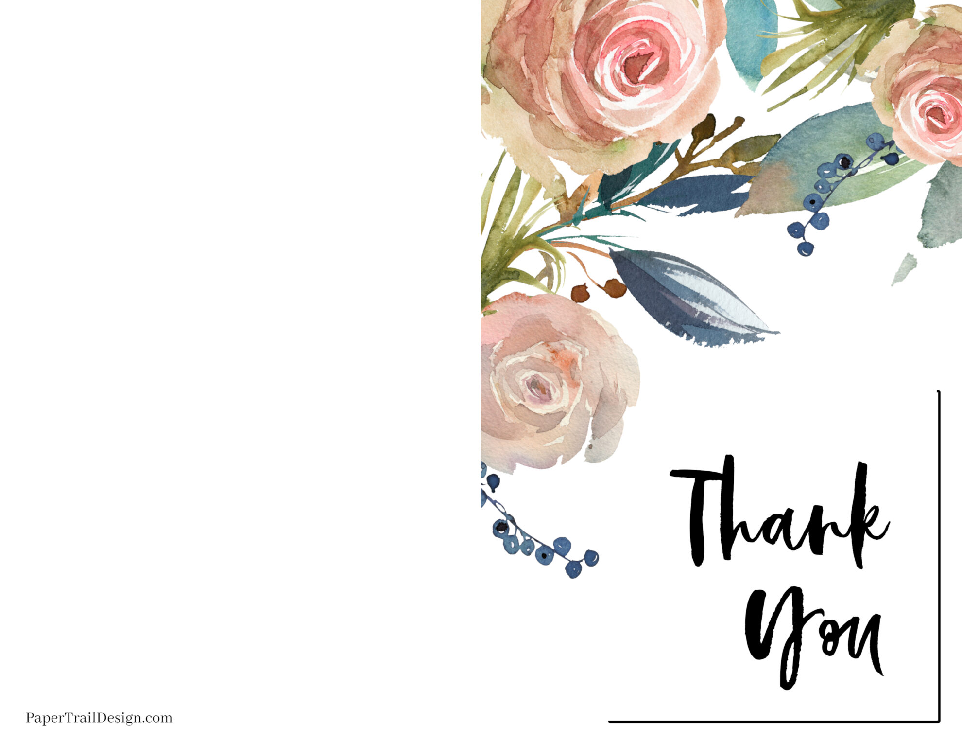free printable thank you cards - paper trail design
